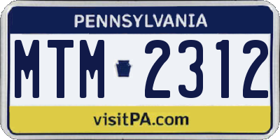 PA license plate MTM2312