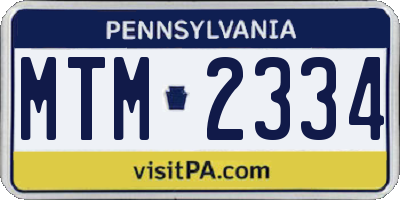 PA license plate MTM2334