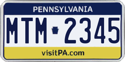 PA license plate MTM2345