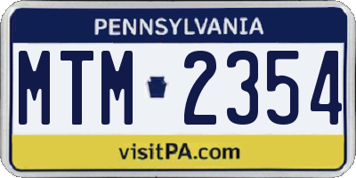 PA license plate MTM2354