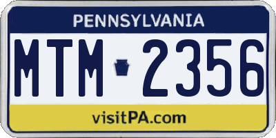 PA license plate MTM2356