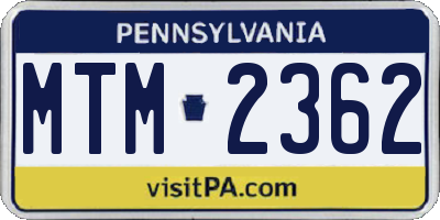 PA license plate MTM2362