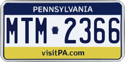 PA license plate MTM2366