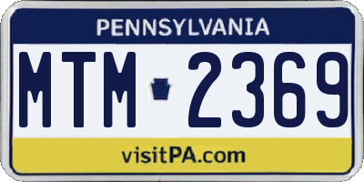 PA license plate MTM2369