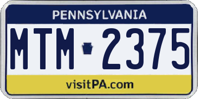 PA license plate MTM2375