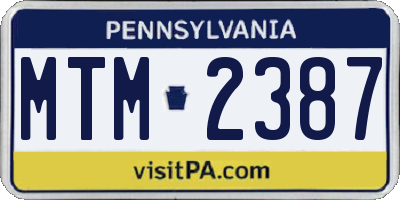PA license plate MTM2387