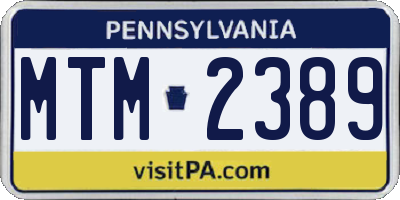 PA license plate MTM2389