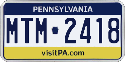 PA license plate MTM2418