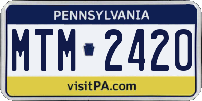 PA license plate MTM2420