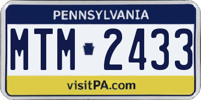 PA license plate MTM2433