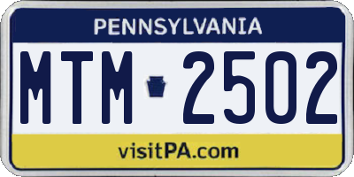 PA license plate MTM2502