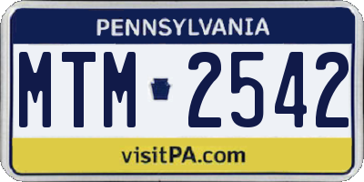 PA license plate MTM2542