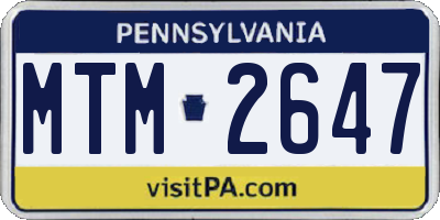 PA license plate MTM2647