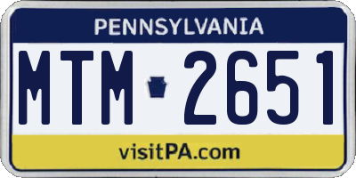 PA license plate MTM2651
