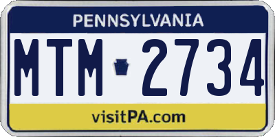 PA license plate MTM2734