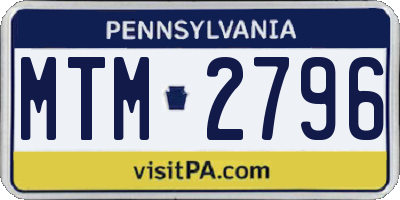 PA license plate MTM2796