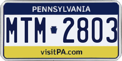 PA license plate MTM2803
