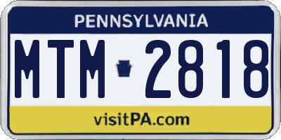 PA license plate MTM2818