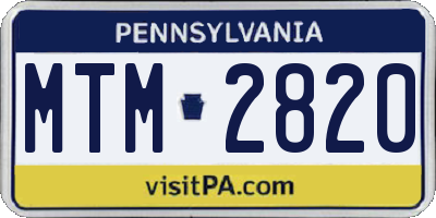 PA license plate MTM2820