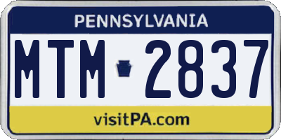 PA license plate MTM2837