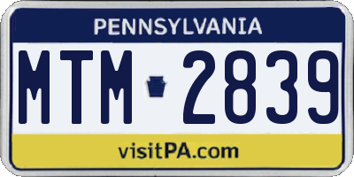 PA license plate MTM2839