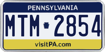 PA license plate MTM2854