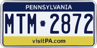 PA license plate MTM2872
