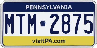 PA license plate MTM2875