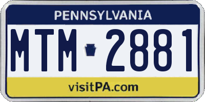 PA license plate MTM2881