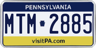 PA license plate MTM2885
