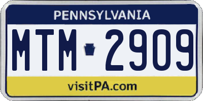 PA license plate MTM2909