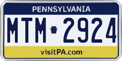 PA license plate MTM2924