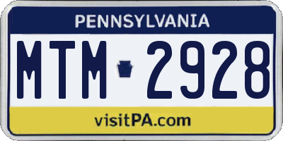 PA license plate MTM2928
