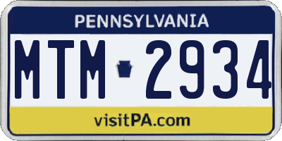 PA license plate MTM2934