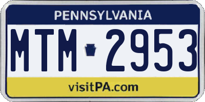 PA license plate MTM2953