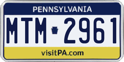 PA license plate MTM2961