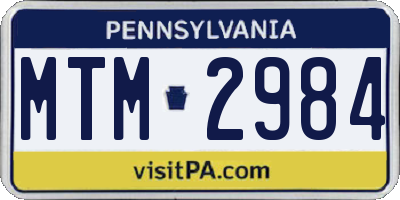 PA license plate MTM2984