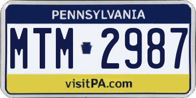 PA license plate MTM2987