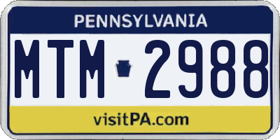 PA license plate MTM2988