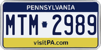 PA license plate MTM2989