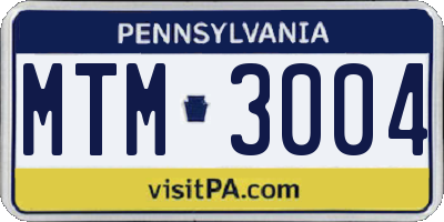 PA license plate MTM3004