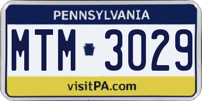 PA license plate MTM3029