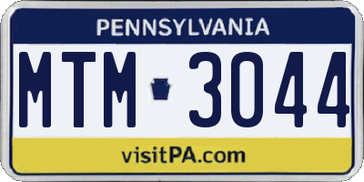 PA license plate MTM3044