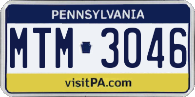 PA license plate MTM3046