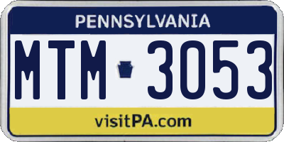 PA license plate MTM3053
