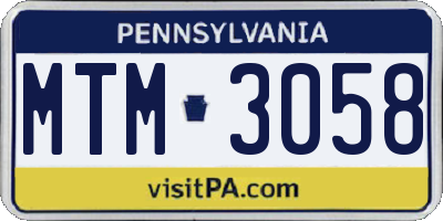 PA license plate MTM3058