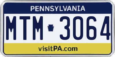 PA license plate MTM3064