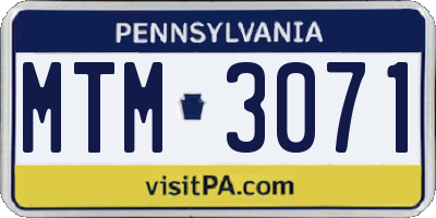 PA license plate MTM3071
