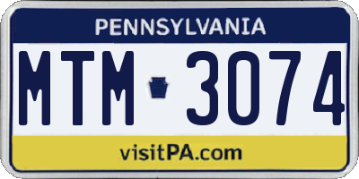 PA license plate MTM3074