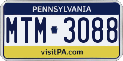 PA license plate MTM3088